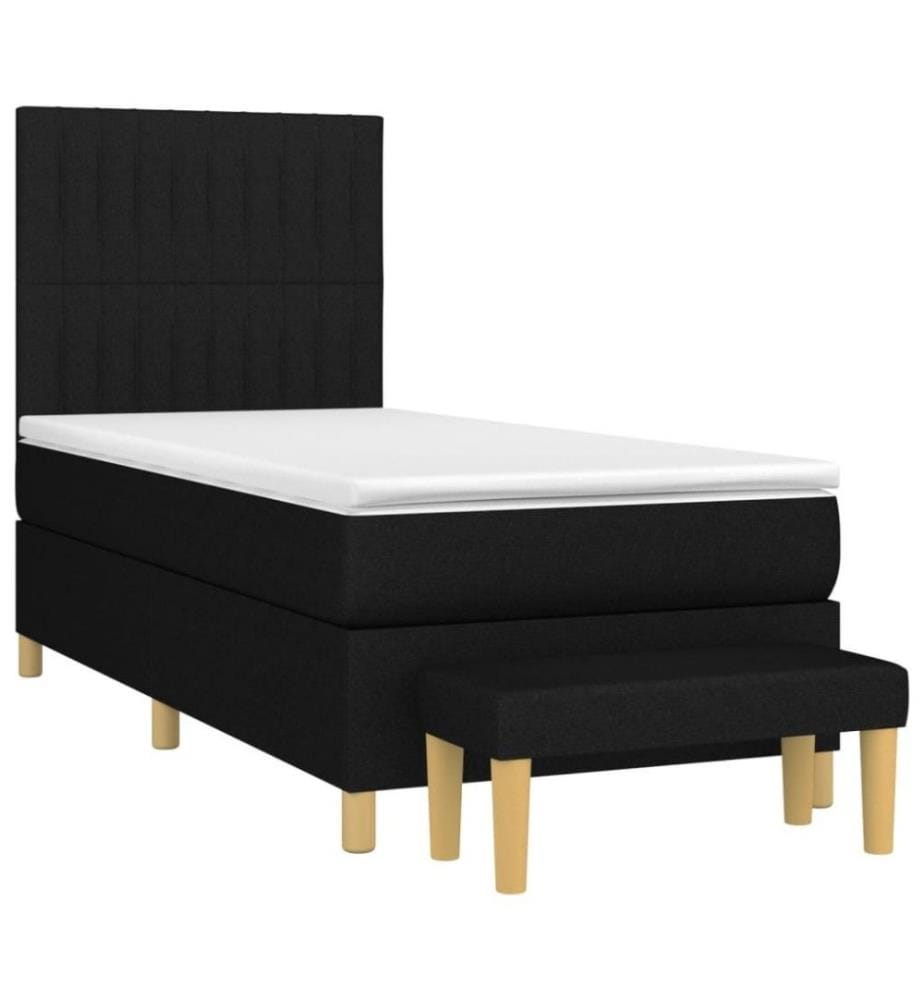 Lit à sommier tapissier et matelas Noir 80x200 cm Tissu