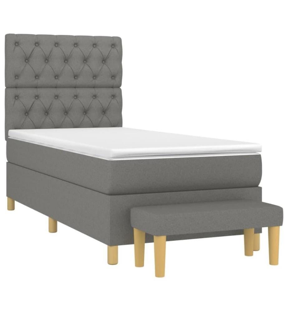 Boxspringbett mit Matratze Dunkelgrau 80x200 cm Stoff