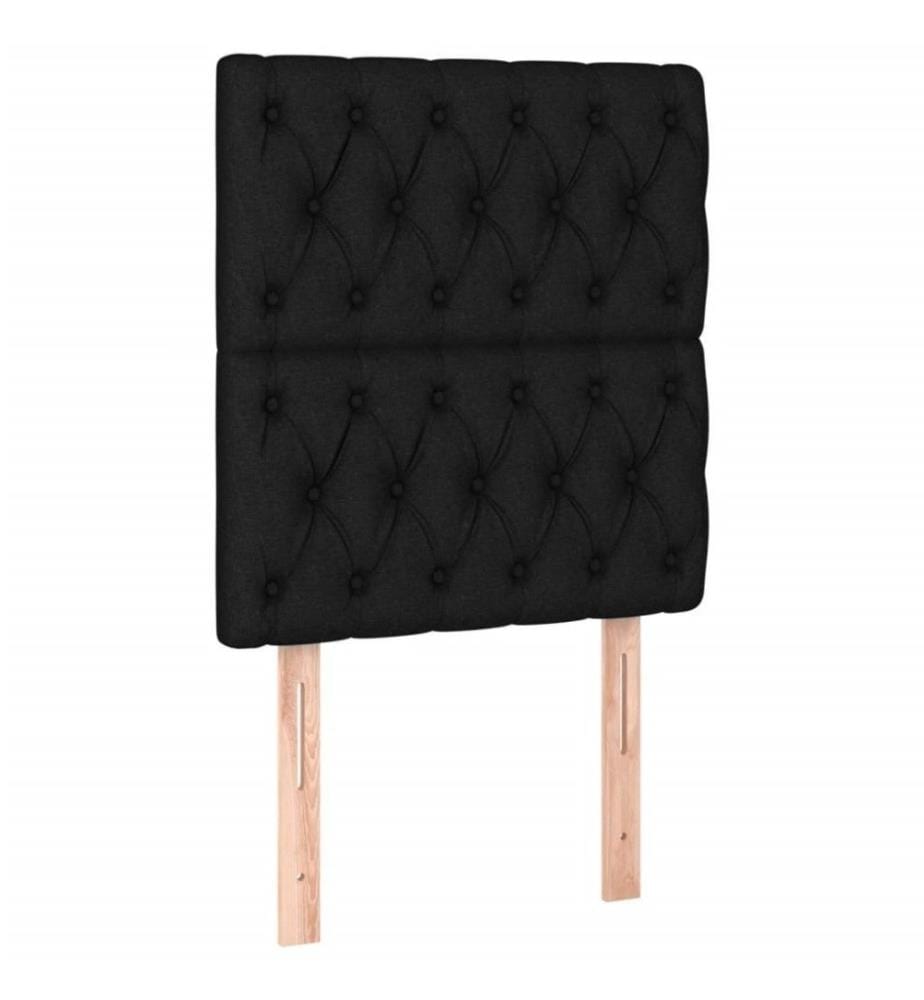 Lit à sommier tapissier et matelas Noir 80x200 cm Tissu