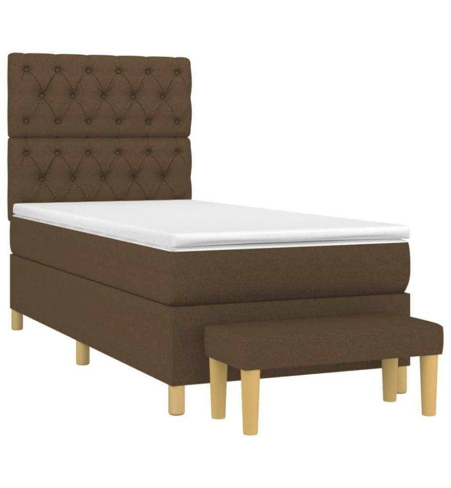 Boxspringbett mit Matratze Dunkelbraun 80x200 cm Stoff