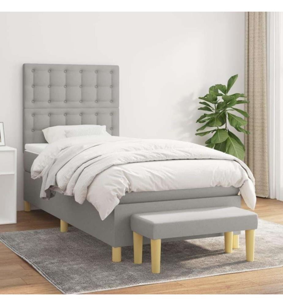 Boxspringbett mit Matratze Hellgrau 80x200 cm Stoff