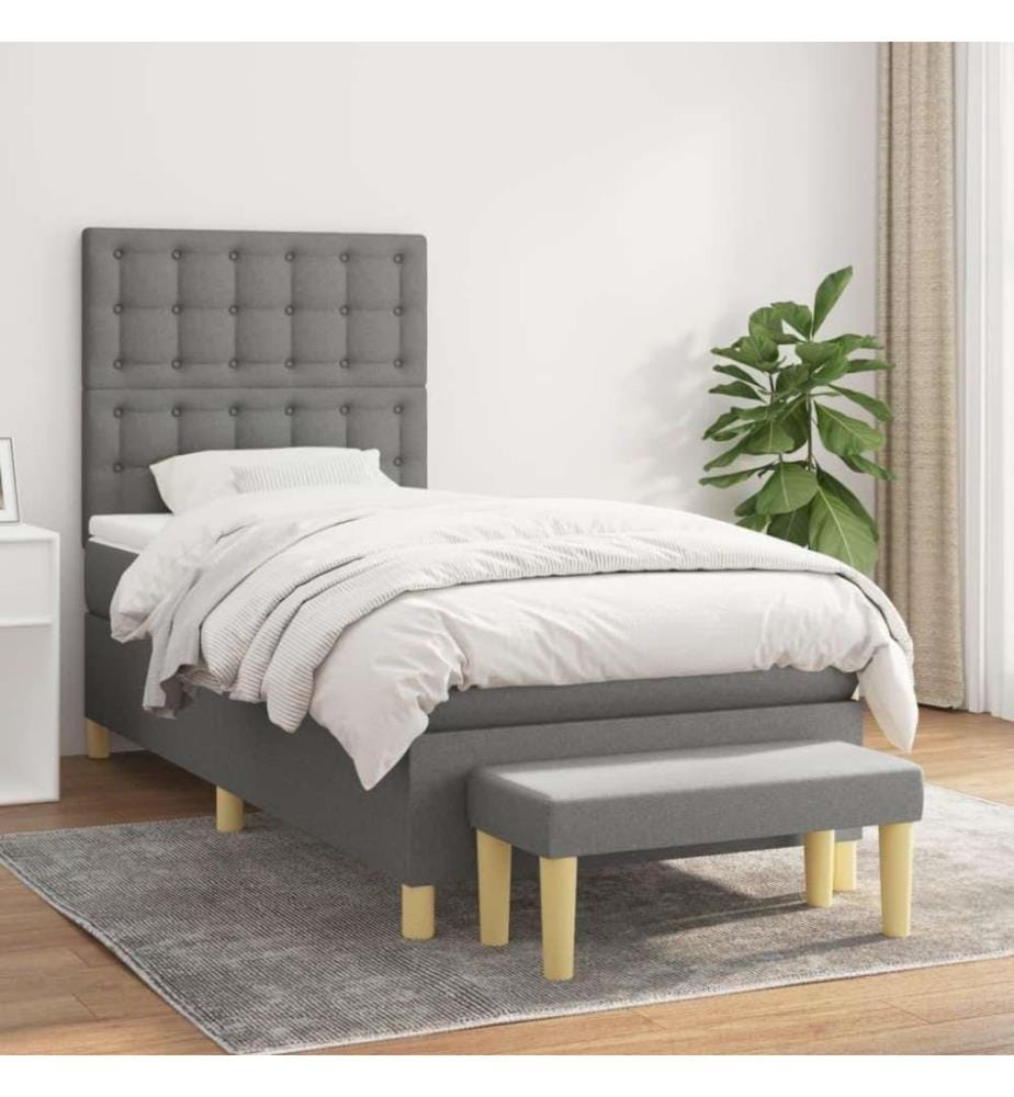 Boxspringbett mit Matratze Dunkelgrau 80x200 cm Stoff