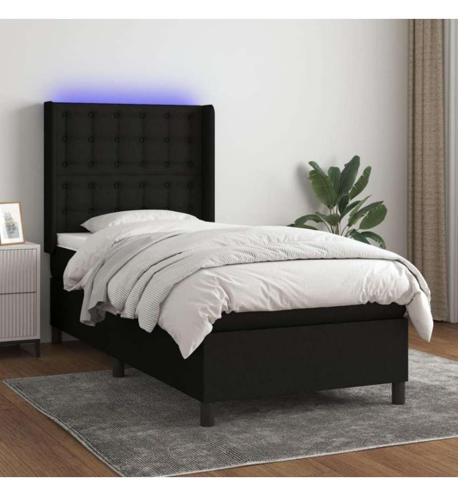 Boxspringbett mit Matratze & LED Schwarz 80x200 cm Stoff