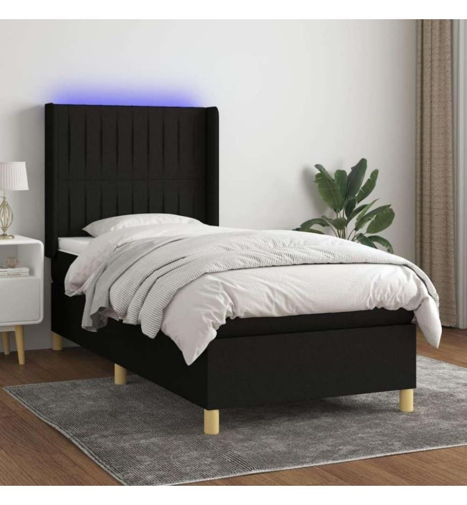 Boxspringbett mit Matratze & LED Schwarz 80x200 cm Stoff