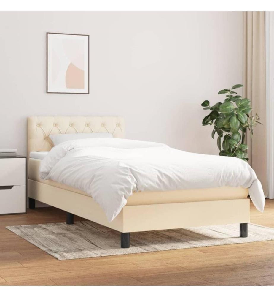 Boxspringbett mit Matratze Creme 80x200 cm Stoff