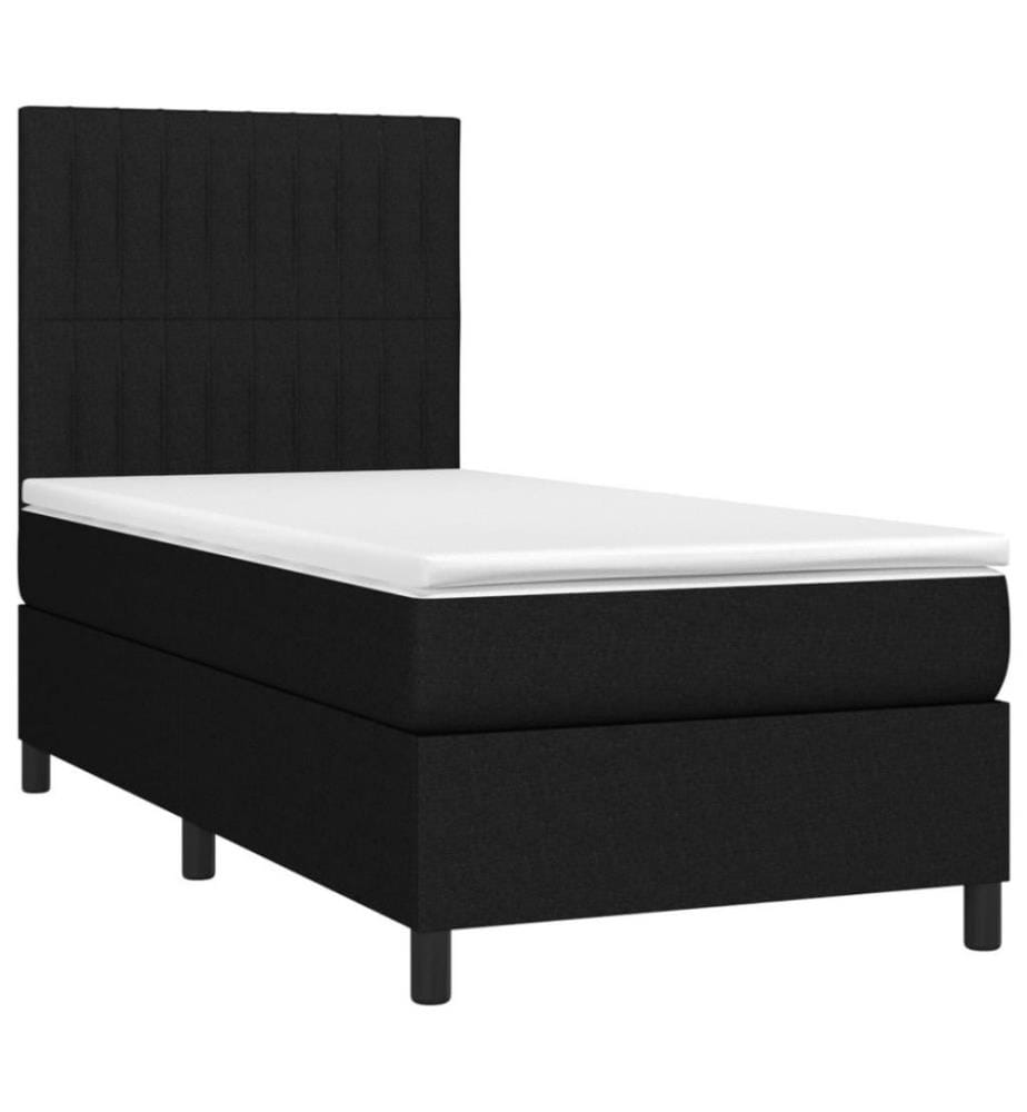 Lit à sommier tapissier et matelas Noir 80x200 cm Tissu