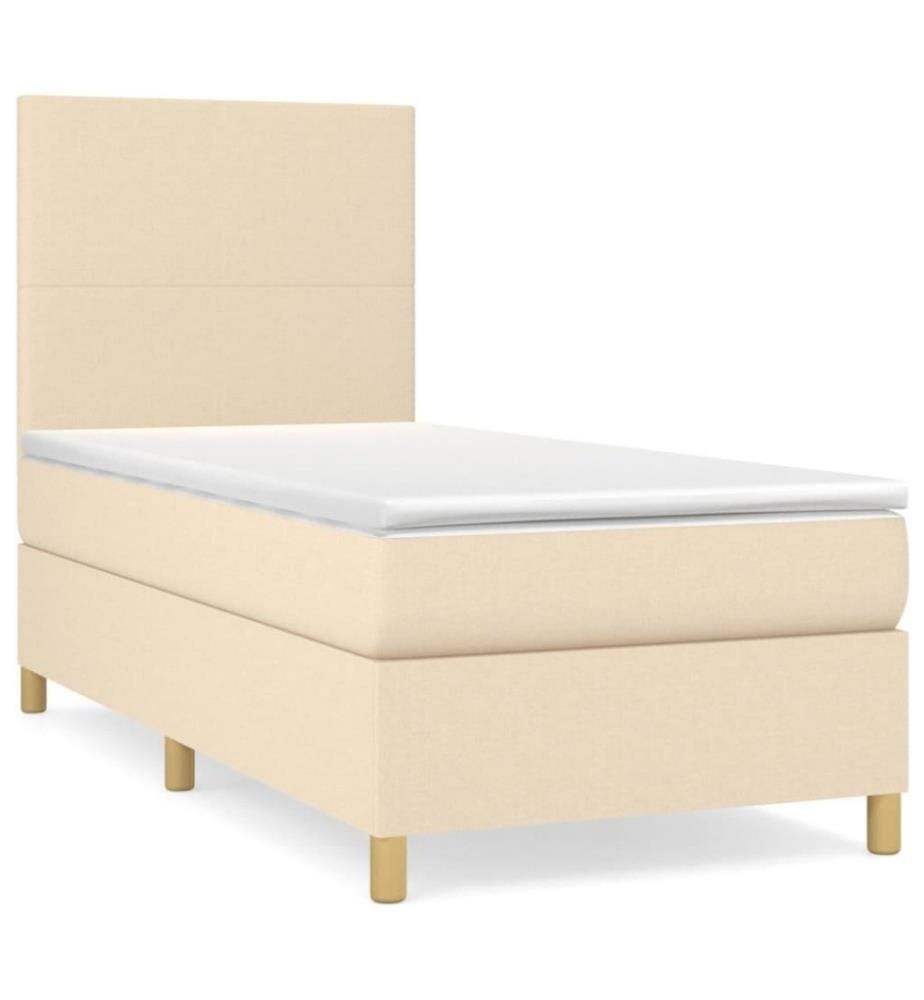 Lit à sommier tapissier avec matelas Crème 80x200 cm Tissu