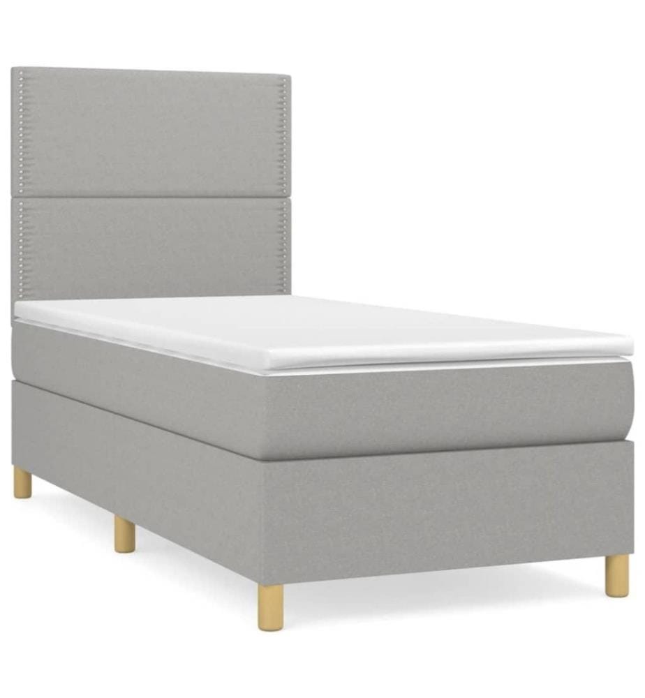 Boxspringbett mit Matratze Hellgrau 80x200 cm Stoff