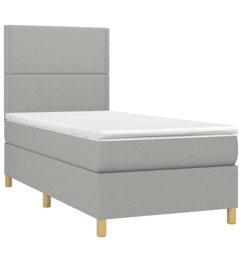 Boxspringbett mit Matratze Hellgrau 80x200 cm Stoff