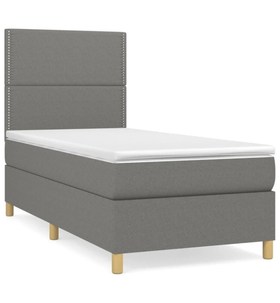Boxspringbett mit Matratze Dunkelgrau 80x200 cm Stoff