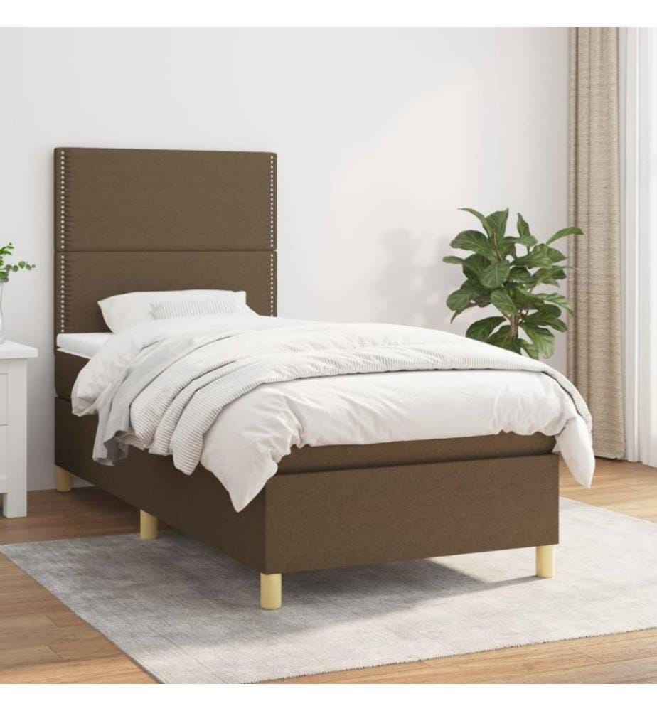 Boxspringbett mit Matratze Dunkelbraun 80x200 cm Stoff