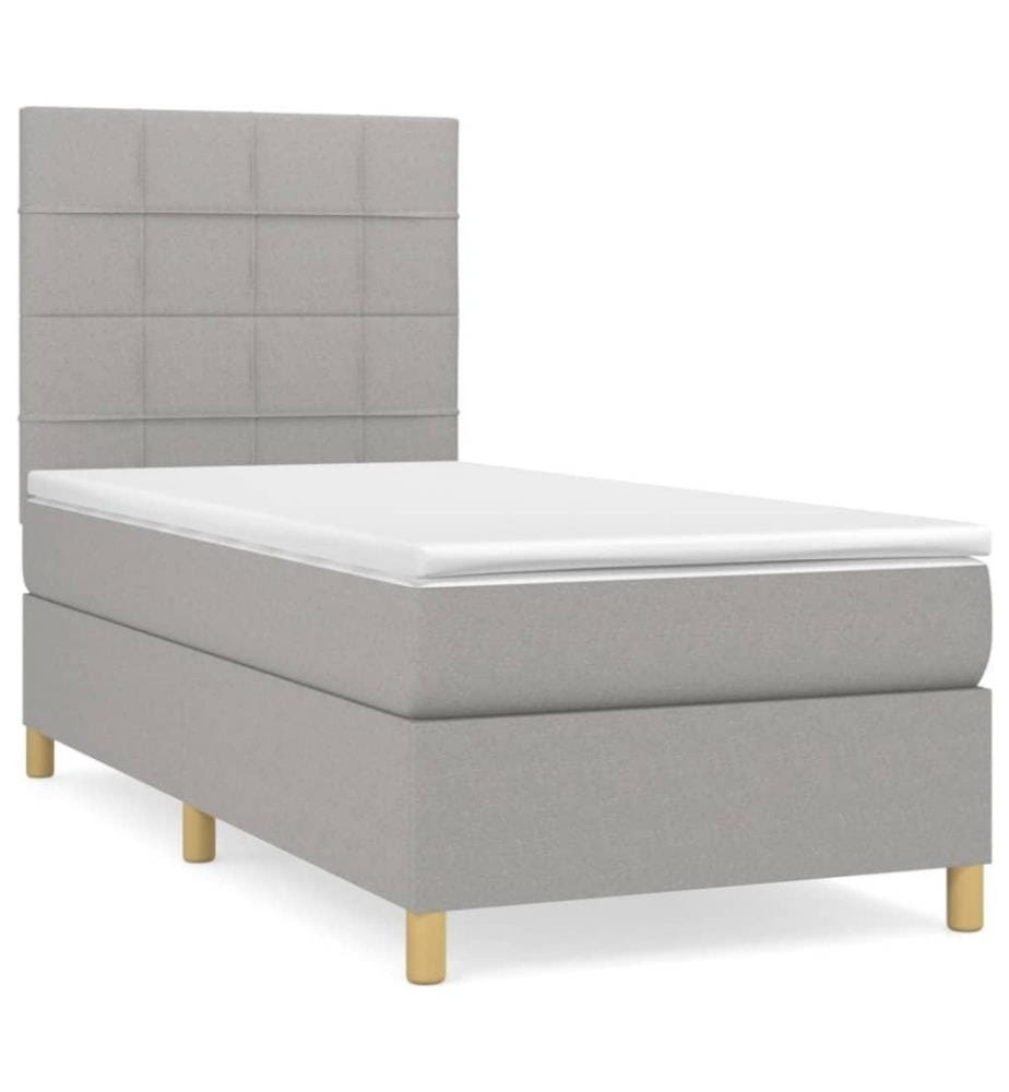 Boxspringbett mit Matratze Hellgrau 80x200 cm Stoff