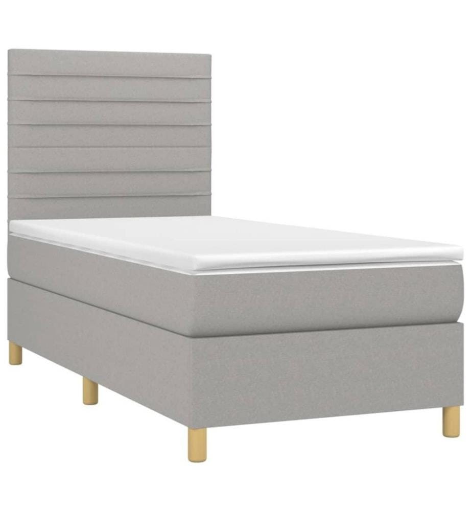 Boxspringbett mit Matratze Hellgrau 80x200 cm Stoff