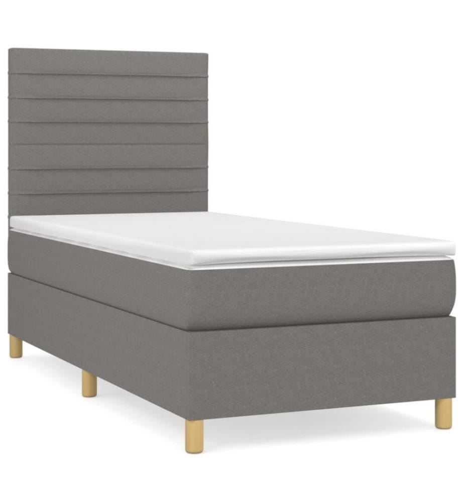 Boxspringbett mit Matratze Dunkelgrau 80x200 cm Stoff
