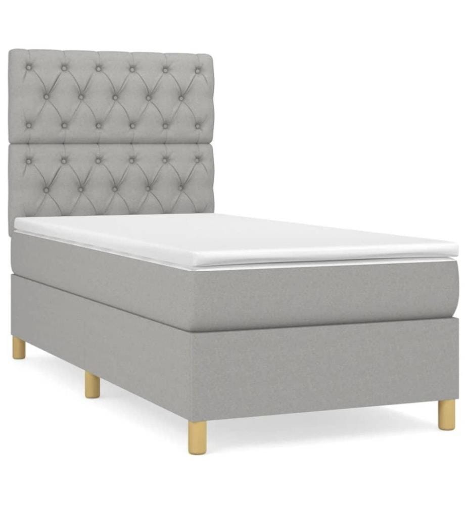 Boxspringbett mit Matratze Hellgrau 80x200 cm Stoff