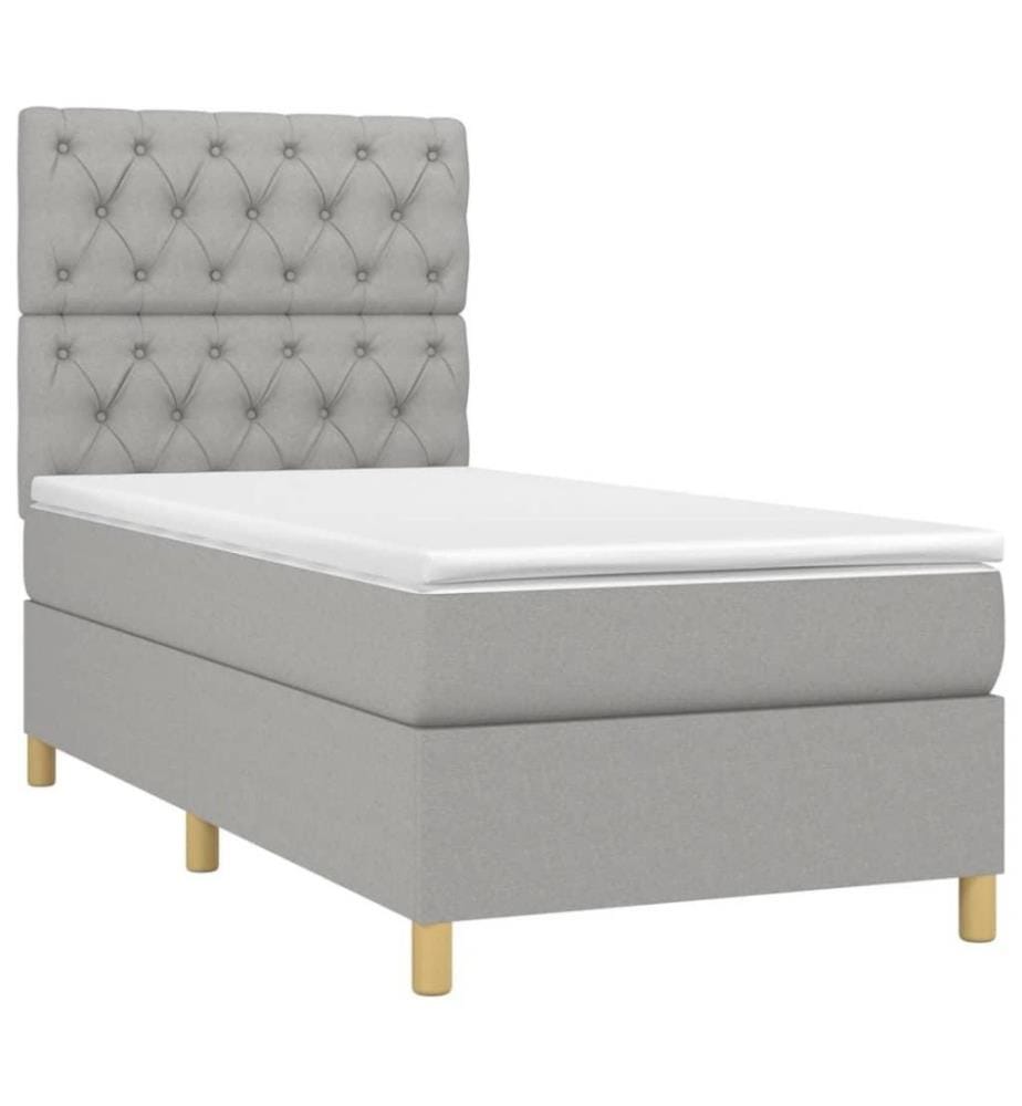 Boxspringbett mit Matratze Hellgrau 80x200 cm Stoff