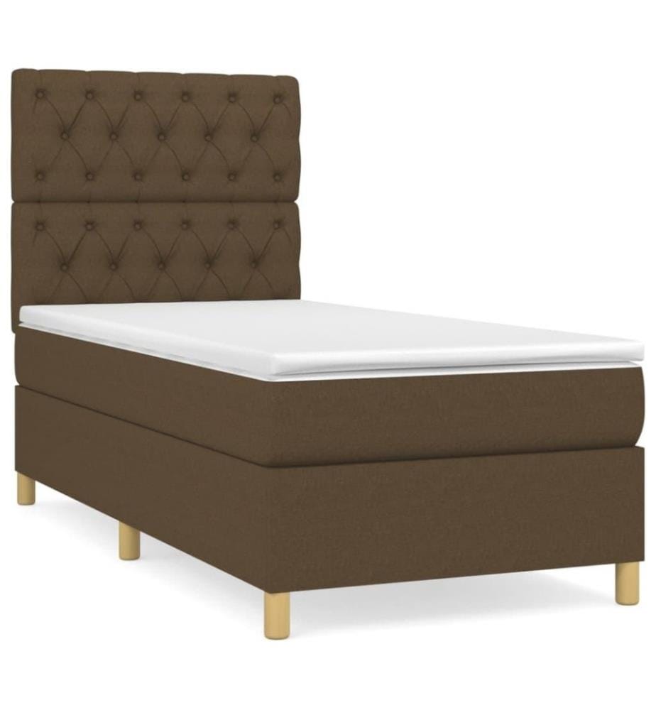 Boxspringbett mit Matratze Dunkelbraun 80x200 cm Stoff