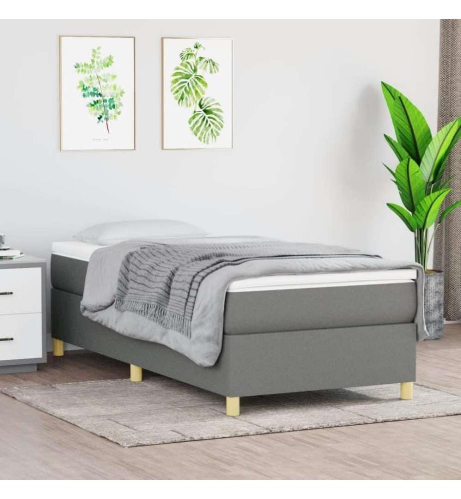 Boxspringbett mit Matratze Dunkelgrau 90x190 cm Stoff