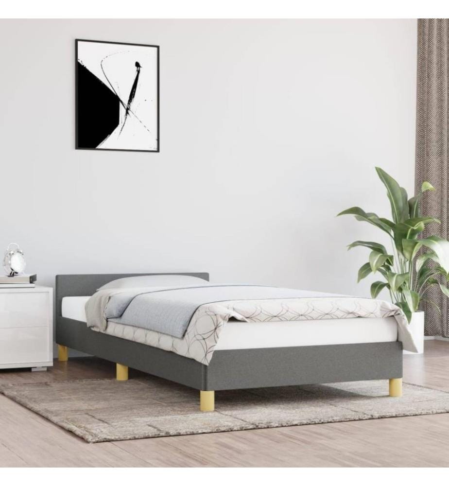 Bettgestell mit Kopfteil Dunkelgrau 80x200 cm Stoff