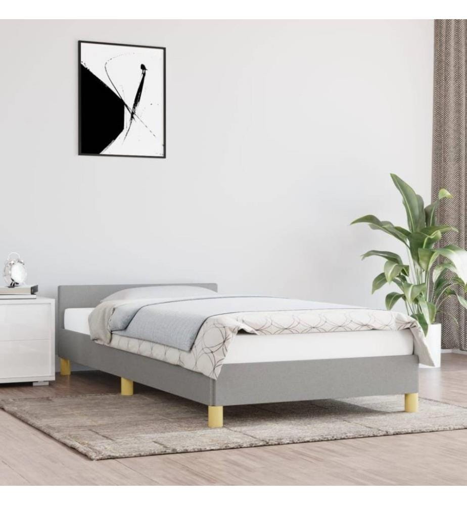 Cadre de lit avec tête de lit Gris clair 90x200 cm Tissu
