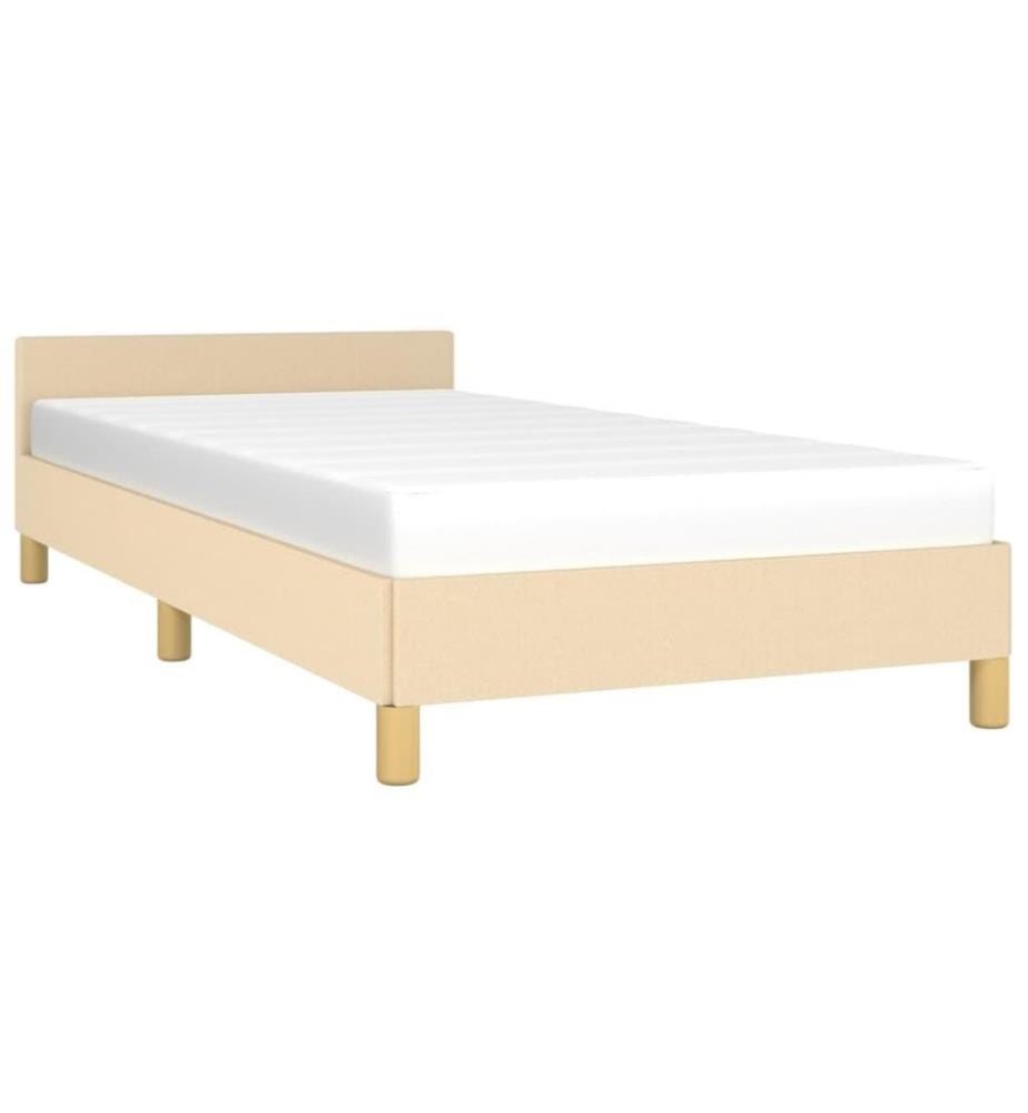 Bettgestell mit Kopfteil Creme 90x200 cm Stoff