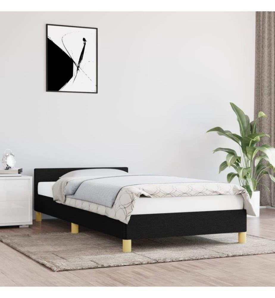 Bettgestell mit Kopfteil Schwarz 100x200 cm Stoff