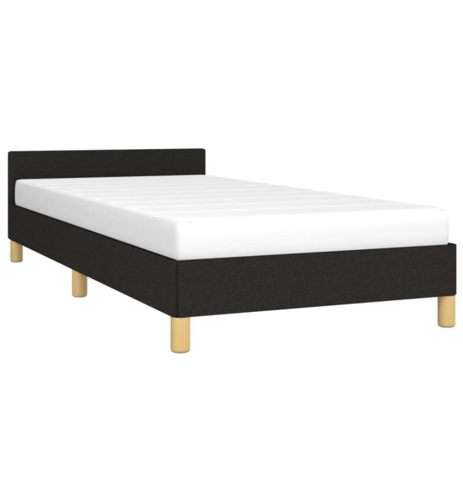 Bettgestell mit Kopfteil Schwarz 100x200 cm Stoff