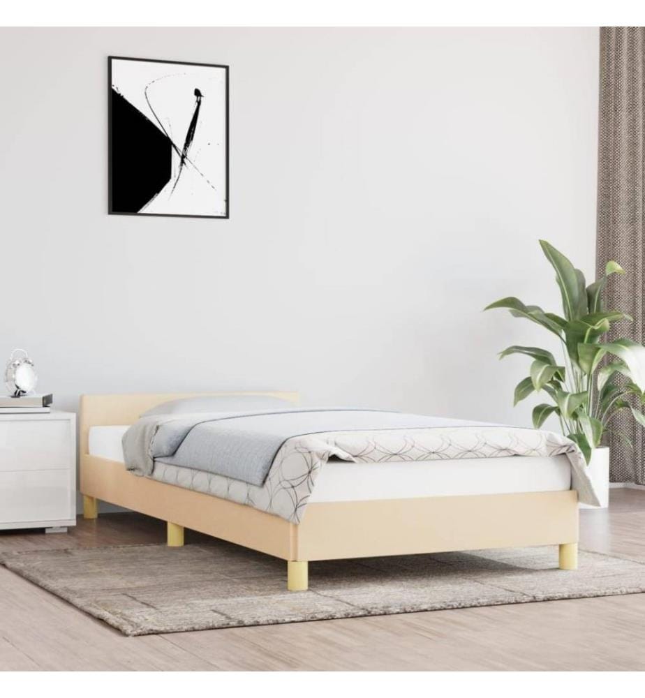Bettgestell mit Kopfteil Creme 100x200 cm Stoff