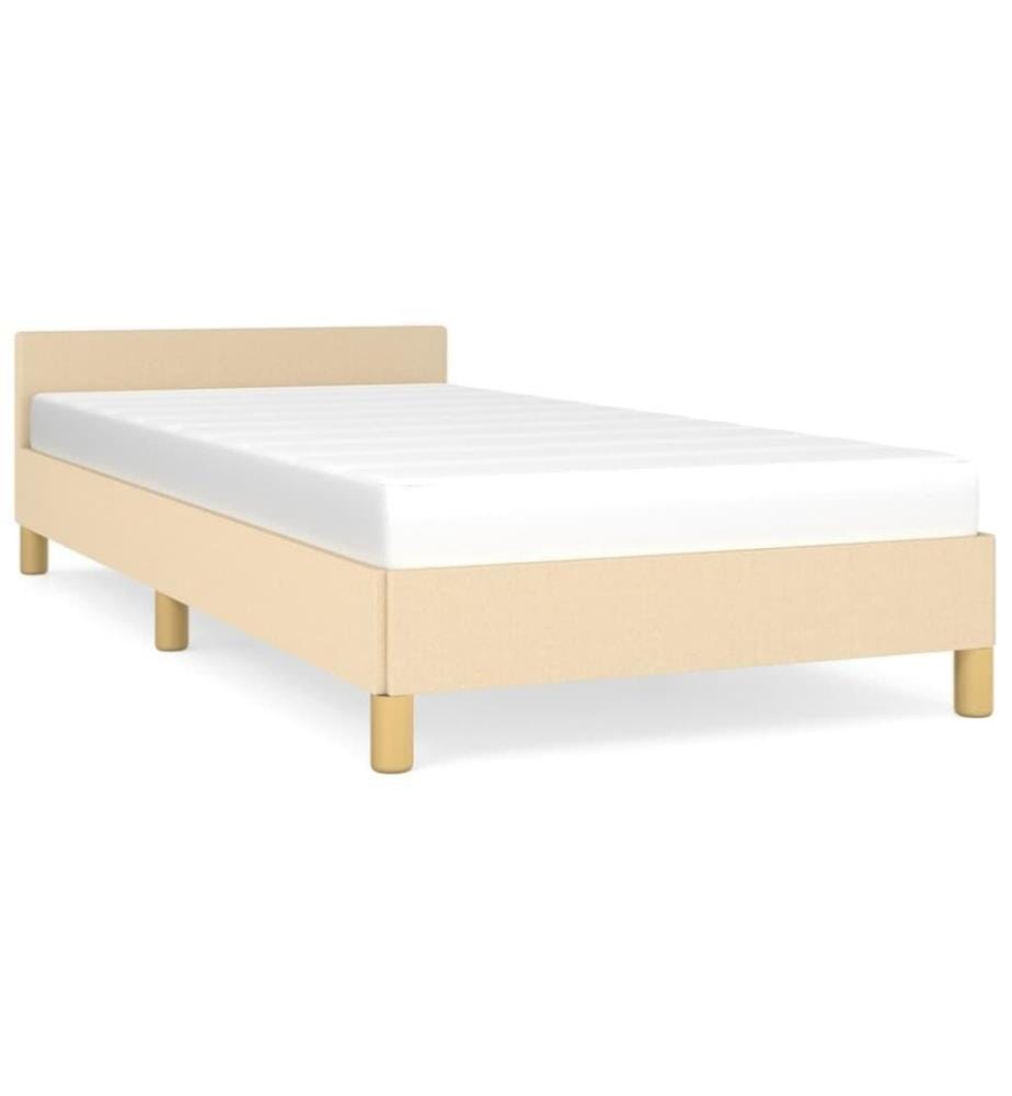 Bettgestell mit Kopfteil Creme 100x200 cm Stoff
