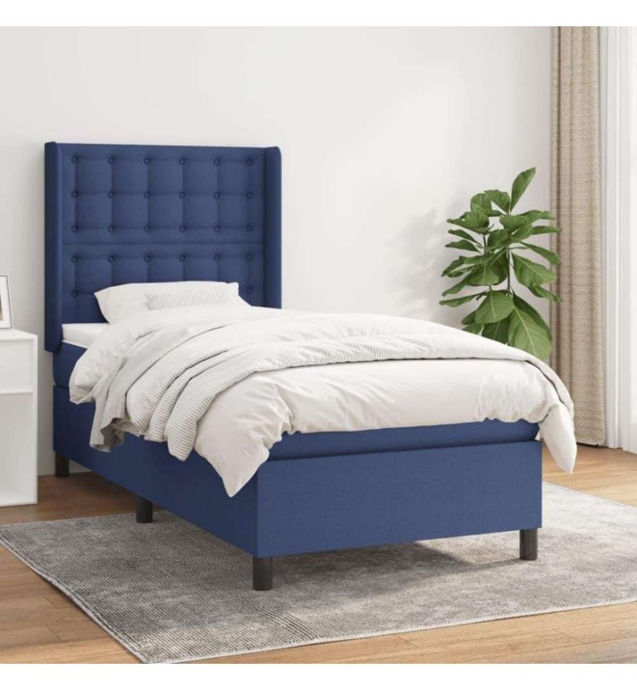 Boxspringbett mit Matratze Blau 80x200 cm Stoff
