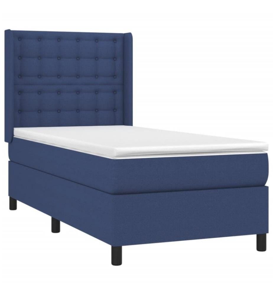 Sommier tapissier avec matelas et LED Bleu 80x200cm Tissu