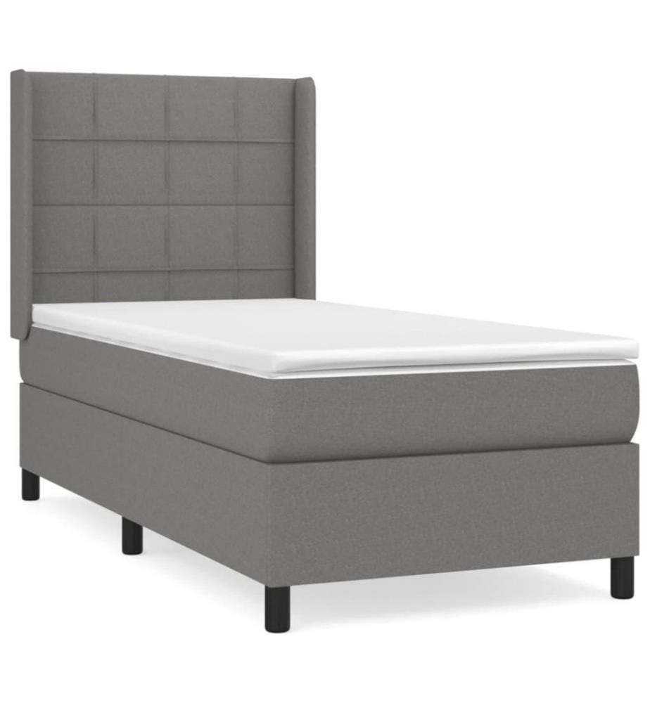 Boxspringbett mit Matratze Dunkelgrau 80x200 cm Stoff