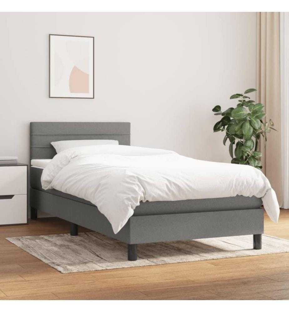 Boxspringbett mit Matratze Dunkelgrau 80x200 cm Stoff