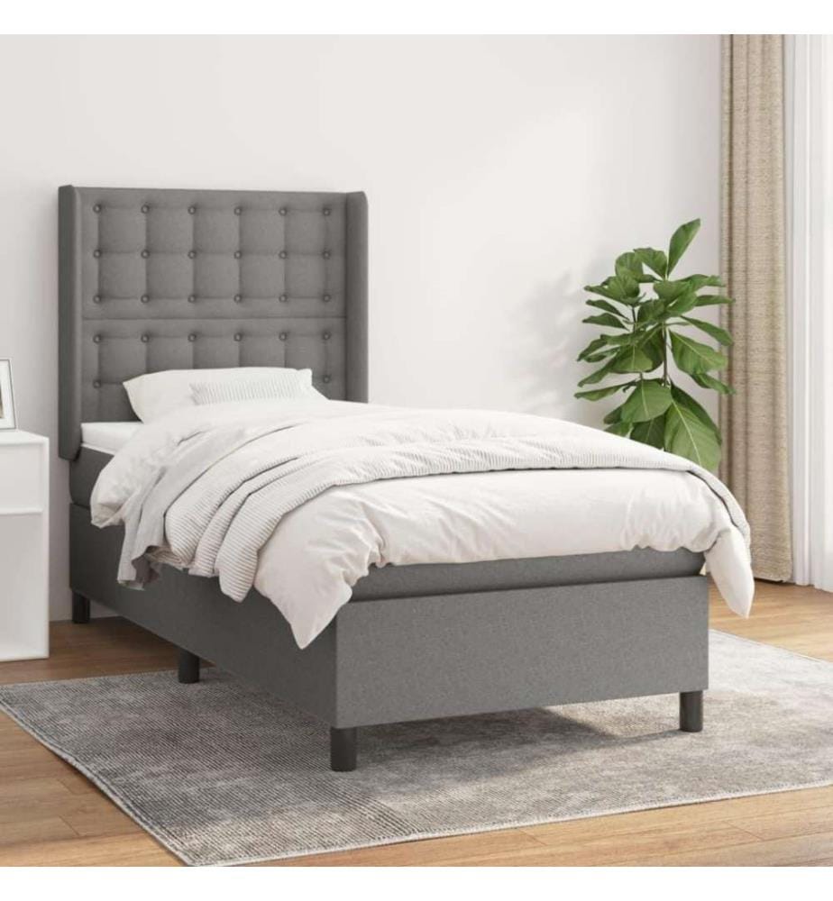 Boxspringbett mit Matratze Dunkelgrau 80x200 cm Stoff