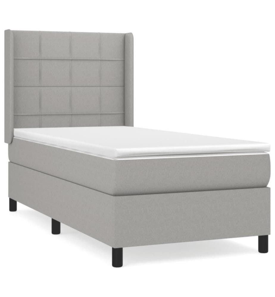 Boxspringbett mit Matratze Hellgrau 80x200 cm Stoff