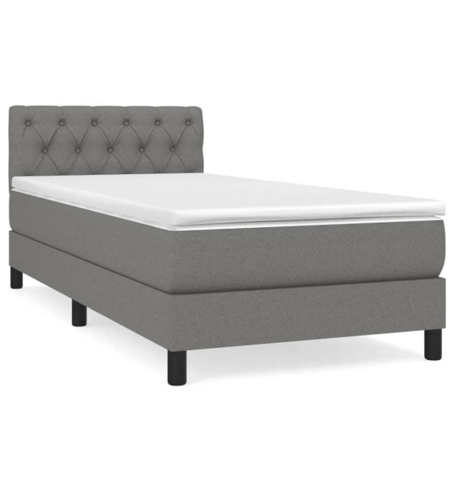 Boxspringbett mit Matratze Dunkelgrau 80x200 cm Stoff