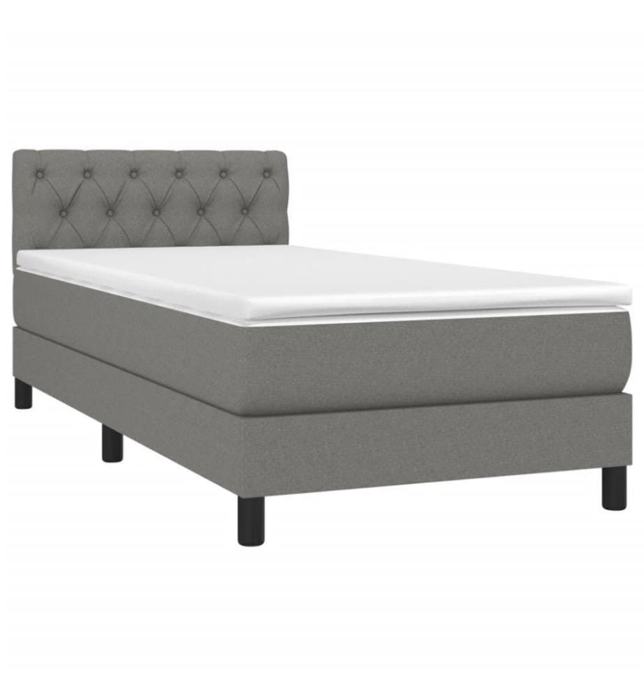 Boxspringbett mit Matratze Dunkelgrau 80x200 cm Stoff