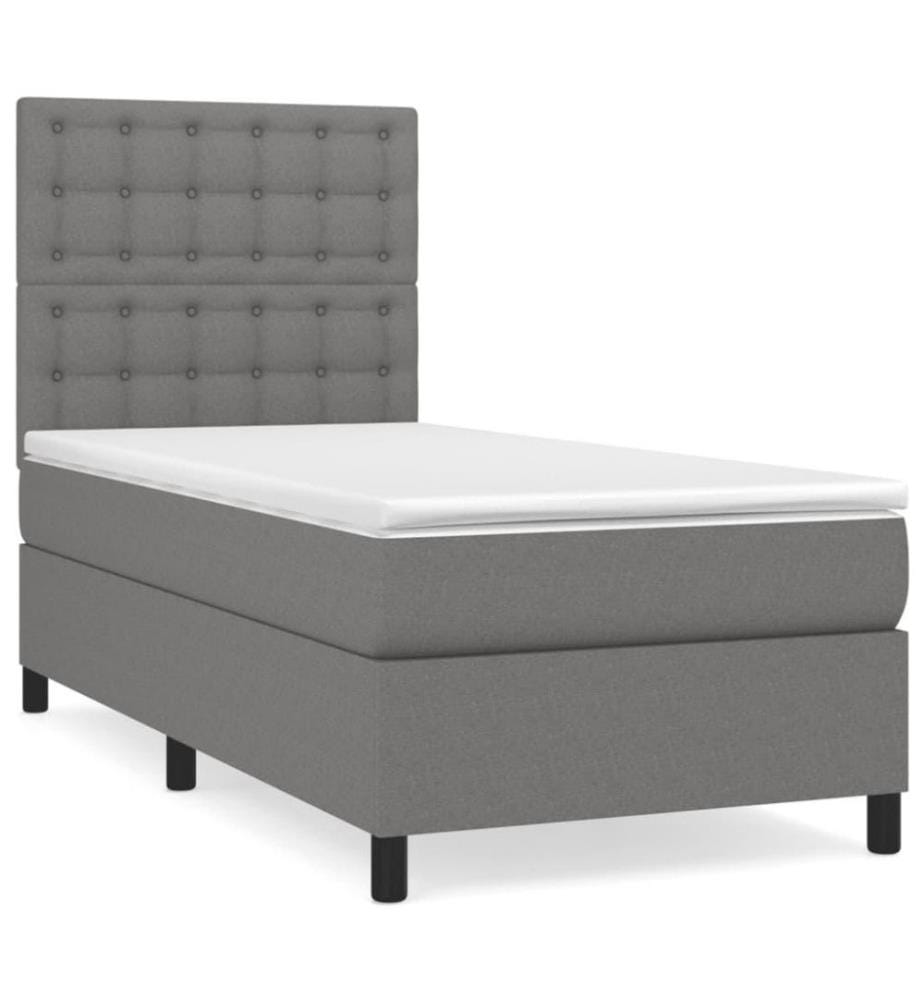 Boxspringbett mit Matratze Dunkelgrau 80x200 cm Stoff