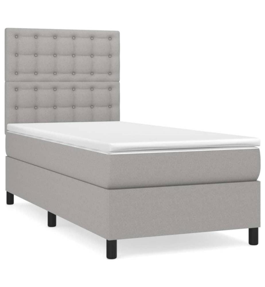 Boxspringbett mit Matratze Hellgrau 80x200 cm Stoff