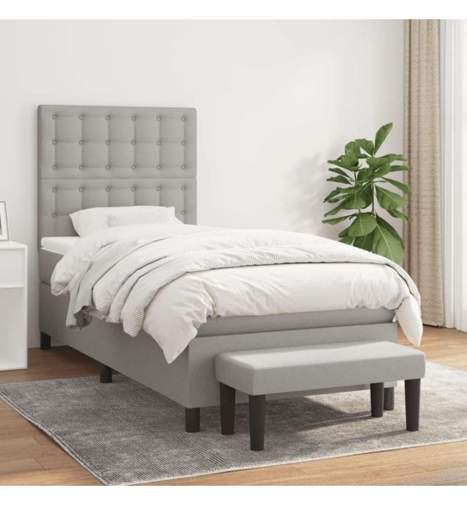 Boxspringbett mit Matratze Hellgrau 80x200 cm Stoff