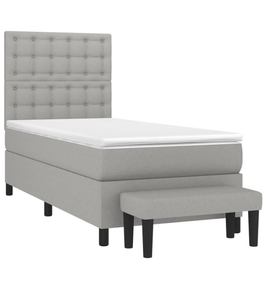 Boxspringbett mit Matratze Hellgrau 80x200 cm Stoff