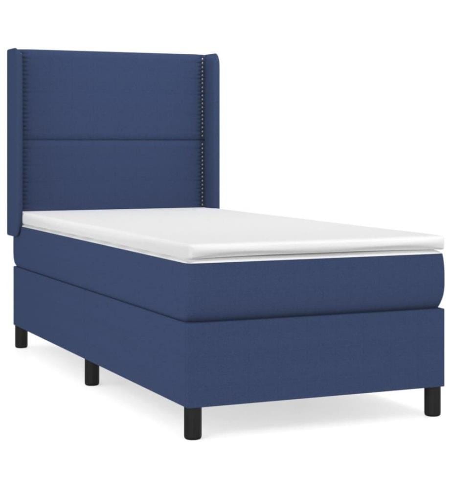Boxspringbett mit Matratze Blau 80x200 cm Stoff
