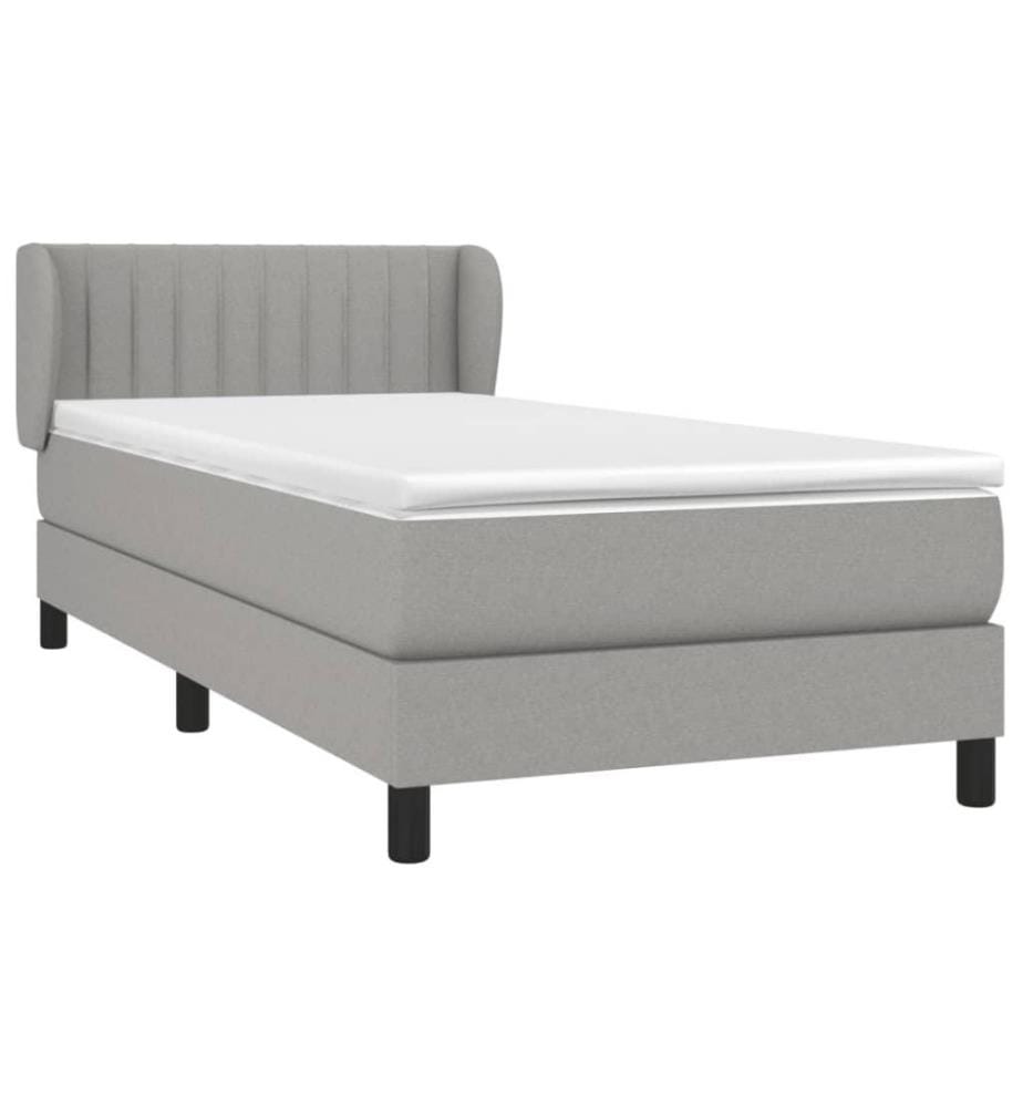 Boxspringbett mit Matratze Hellgrau 80x200 cm Stoff