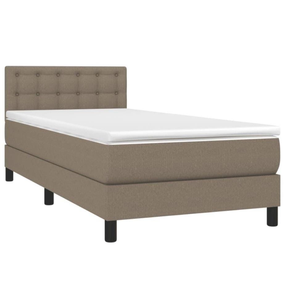 Sommier tapissier avec matelas et LED Taupe 80x200cm Tissu