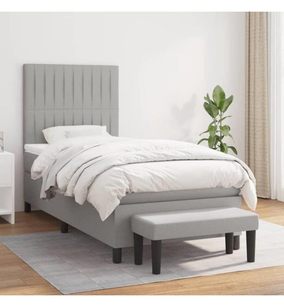 Boxspringbett mit Matratze Hellgrau 80x200 cm Stoff