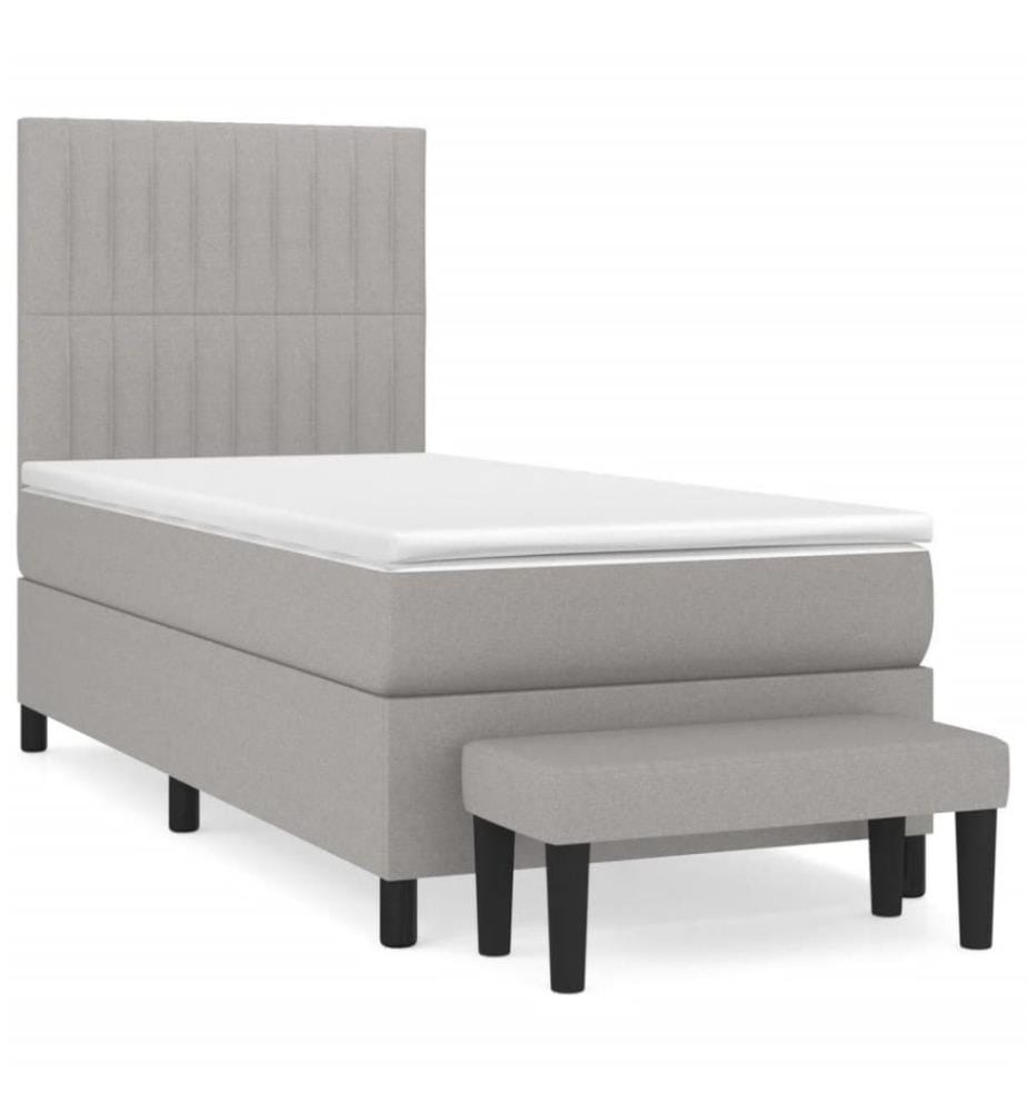 Boxspringbett mit Matratze Hellgrau 80x200 cm Stoff