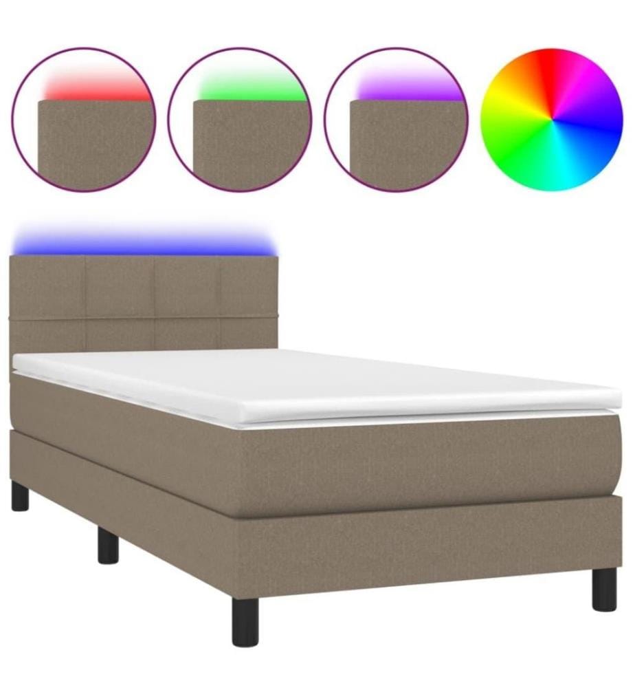 Sommier tapissier avec matelas et LED Taupe 80x200cm Tissu