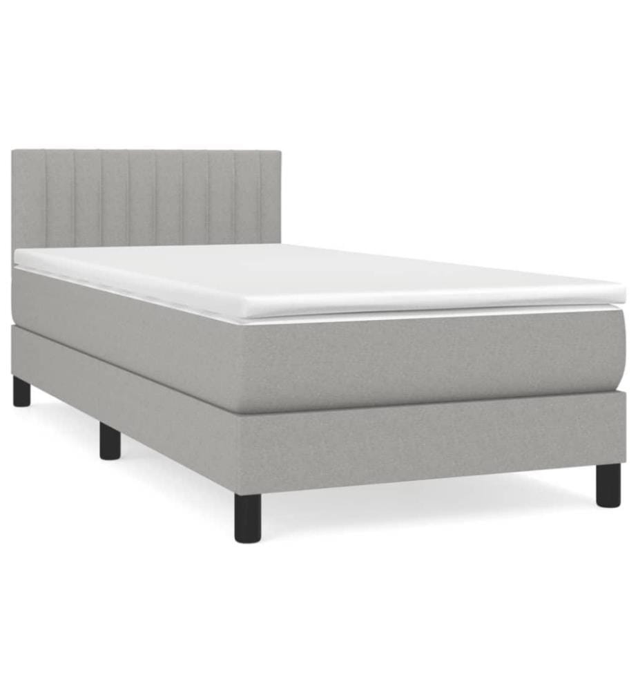 Boxspringbett mit Matratze Hellgrau 80x200 cm Stoff