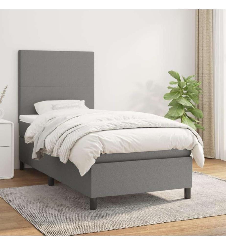 Boxspringbett mit Matratze Dunkelgrau 80x200 cm Stoff