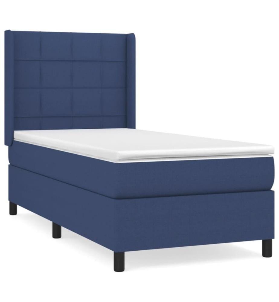 Boxspringbett mit Matratze Blau 80x200 cm Stoff